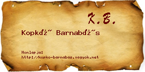 Kopkó Barnabás névjegykártya