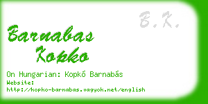 barnabas kopko business card