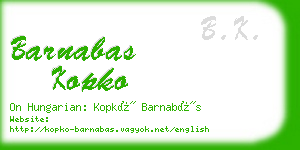 barnabas kopko business card